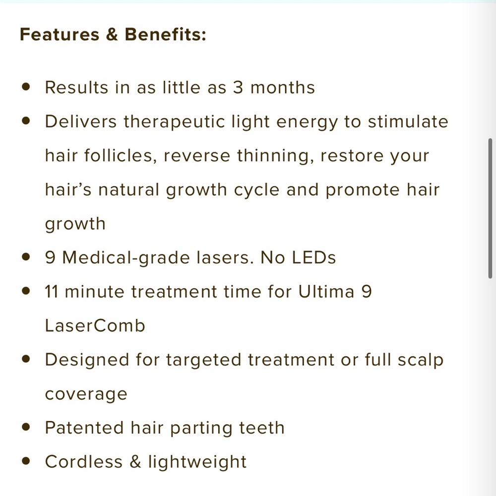 LaserComb Ultima 9 Classic Hair Growth Laser Light Device - Picture 4 of 5